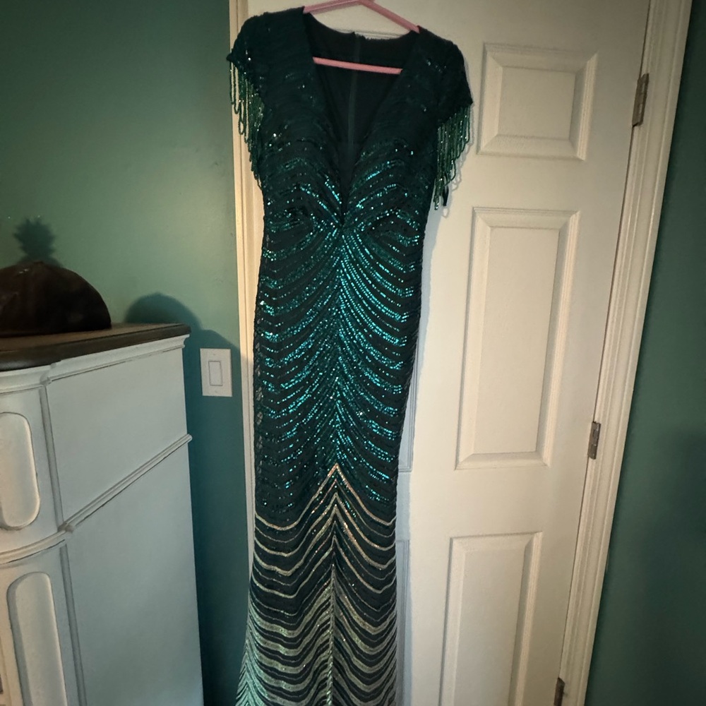 Elegant Green Sequin Gown